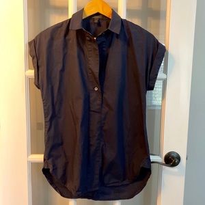 Jcrew Navy Capped Sleeved Blouse